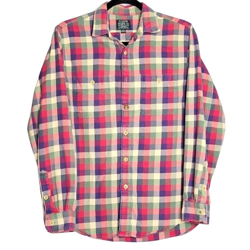Vintage J. Crew Men's Sporting Goods Flannel Plaid Button Down Shirt sz S‎